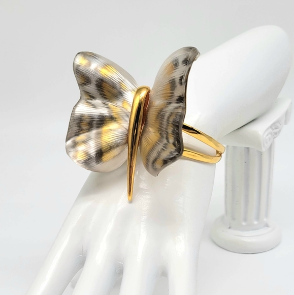 Alexis Bittar Lucite Monarch Butterfly Oversized Statement Cuff Bracelet - Picture 6 of 11